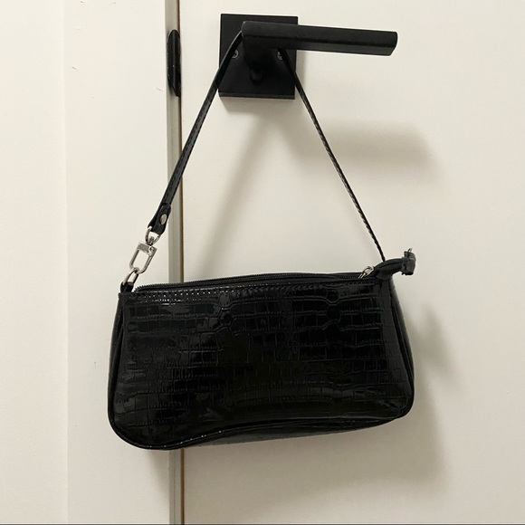 Handbags - black croc pattern shoulder bag